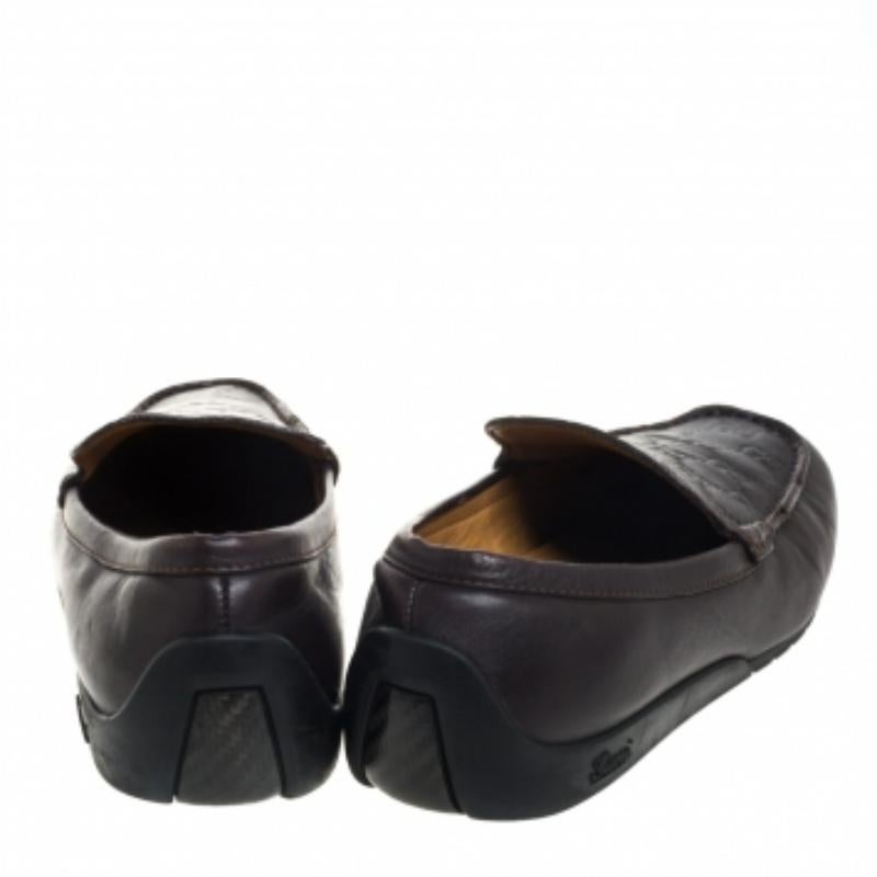 Gucci Dark Brown Guccissima Leather Slip On Loafers Size 39.5 For Sale 1