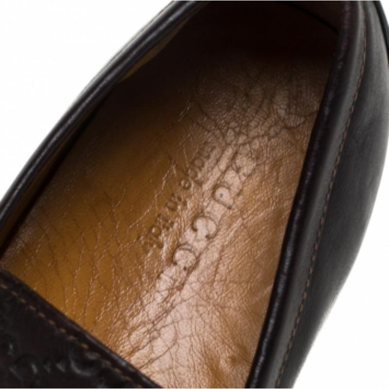 Gucci Dark Brown Guccissima Leather Slip On Loafers Size 39.5 For Sale 3