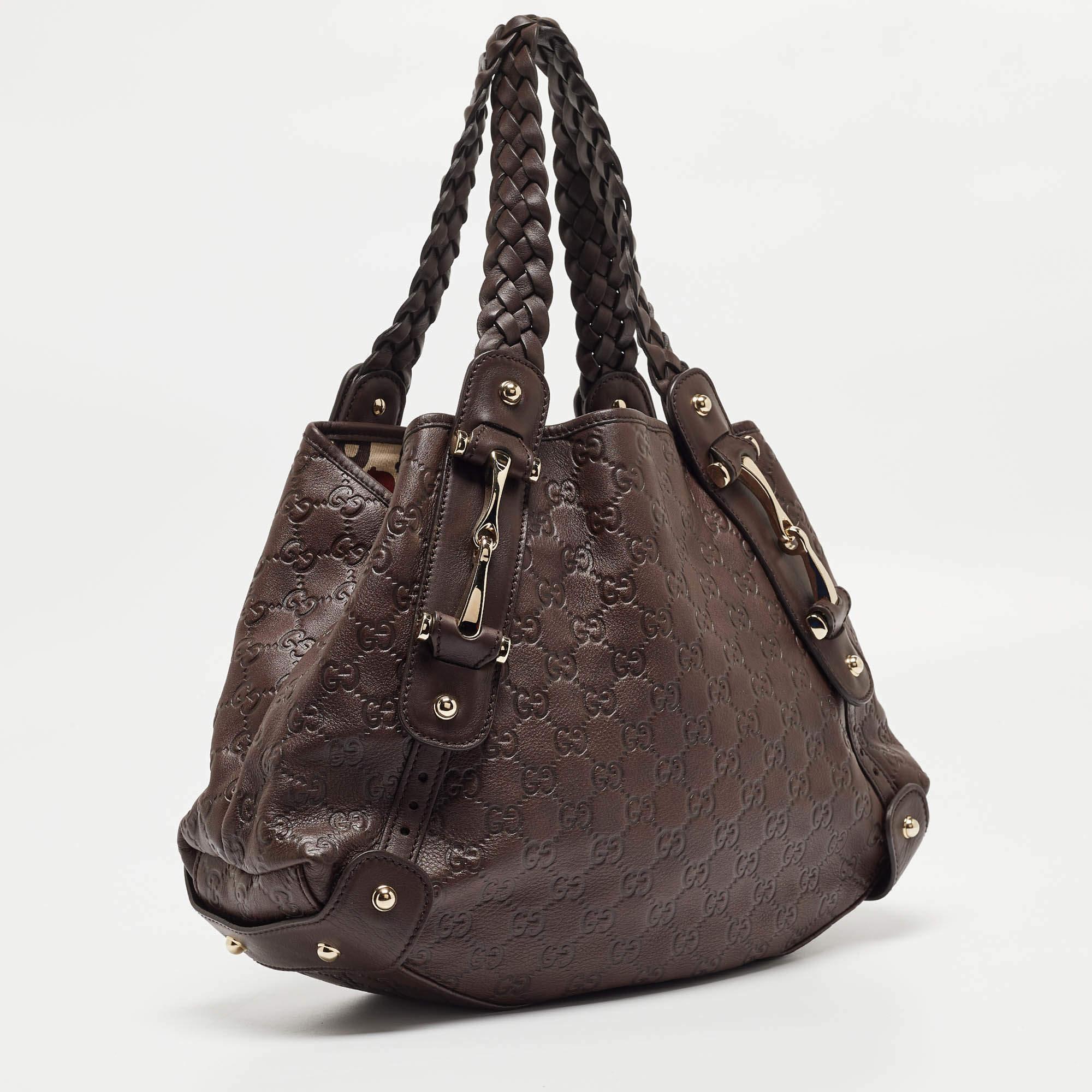Women's Gucci Dark Brown Guccissima Leather Small Pelham Shoulder Bag For Sale