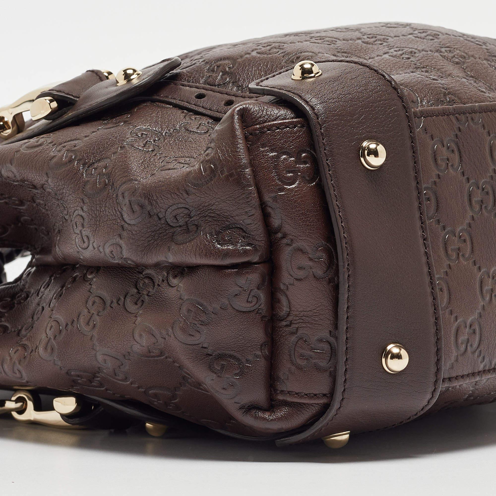 Gucci Dark Brown Guccissima Leather Small Pelham Shoulder Bag For Sale 2