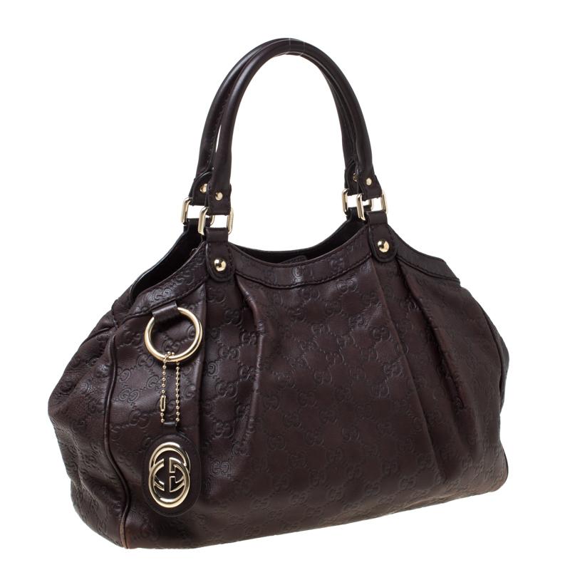 gucci dark brown leather bag