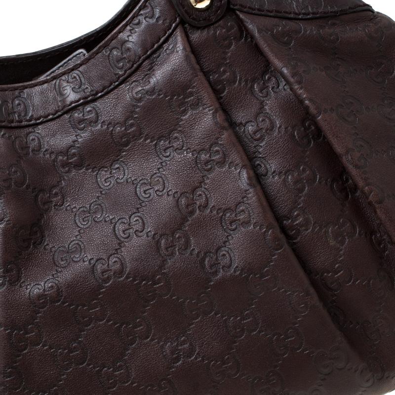 Gucci Dunkelbraune Guccissima Leder-Sukey-Tasche 3