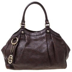 Gucci Dunkelbraune Guccissima Leder-Sukey-Tasche
