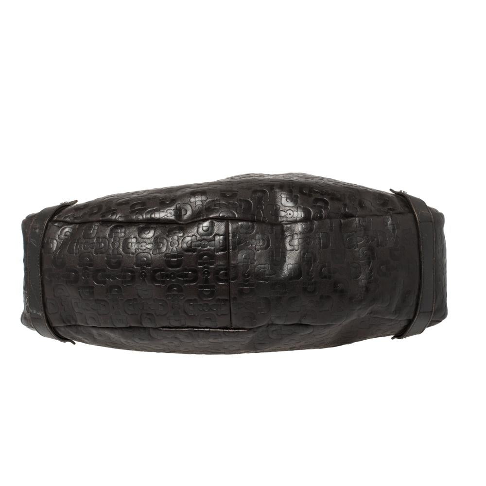 Women's Gucci Dark Brown Horsebit Embossed Leather Medium Abbey Shoulder Bag