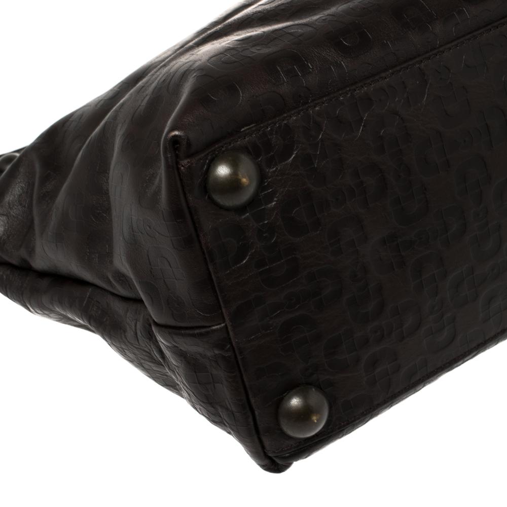 Gucci Dark Brown Horsebit Embossed Leather Medium Babouska Tote 6