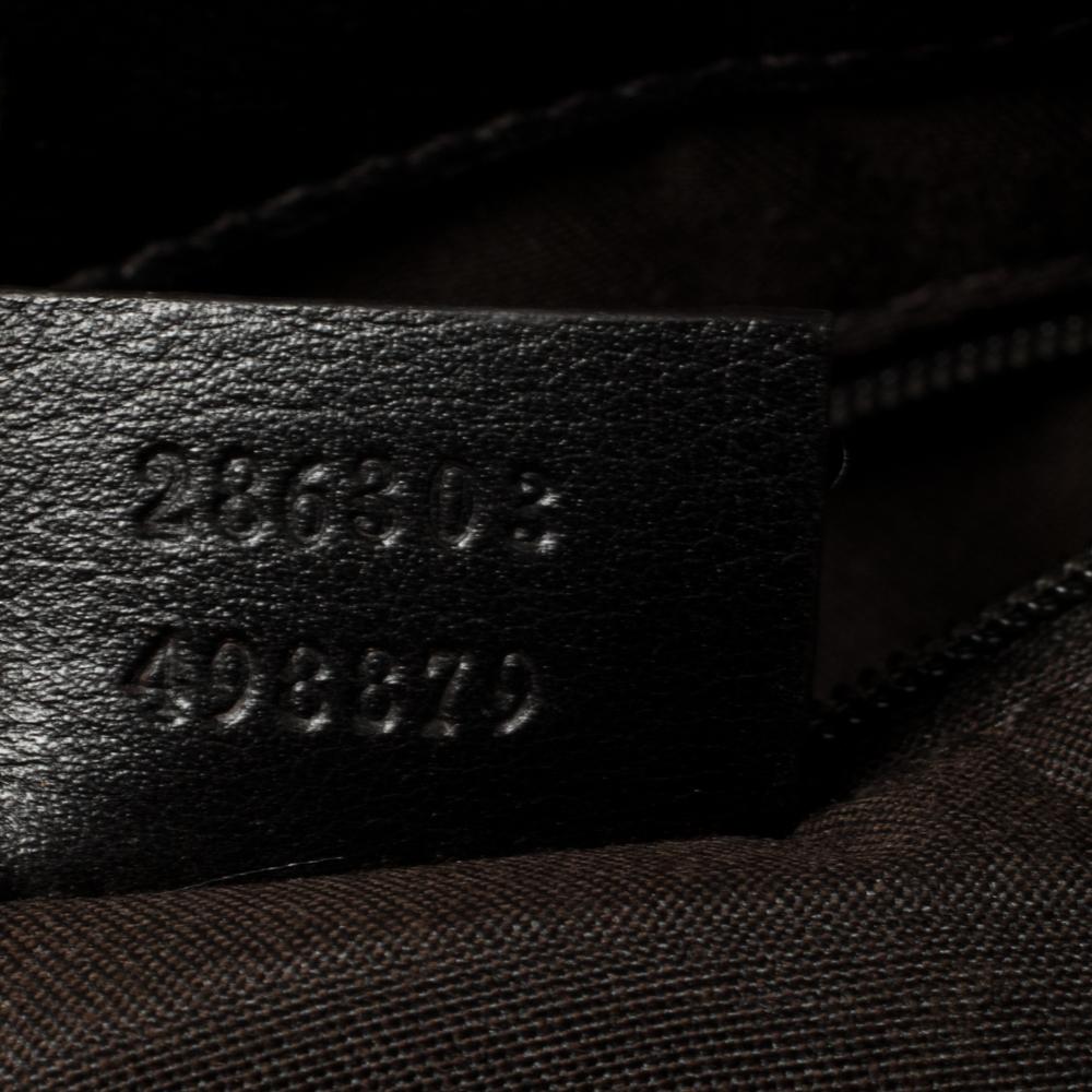 Gucci Dark Brown Horsebit Embossed Leather Medium Babouska Tote 1