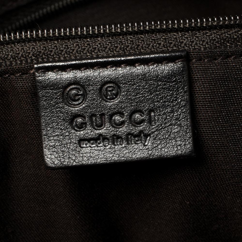 Gucci Dark Brown Horsebit Embossed Leather Medium Babouska Tote 3