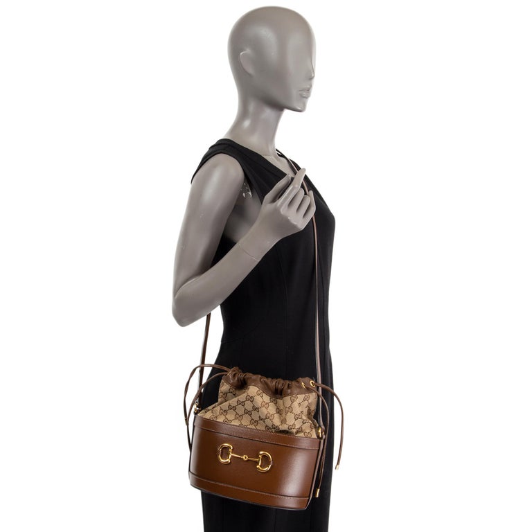 GUCCI 25S HORSEBIT 1955 MEDIUM SHOULDER BAG 29 CM IN BEIGE MONOGRAM CALFSKIN WITH GOLD HARDWARE