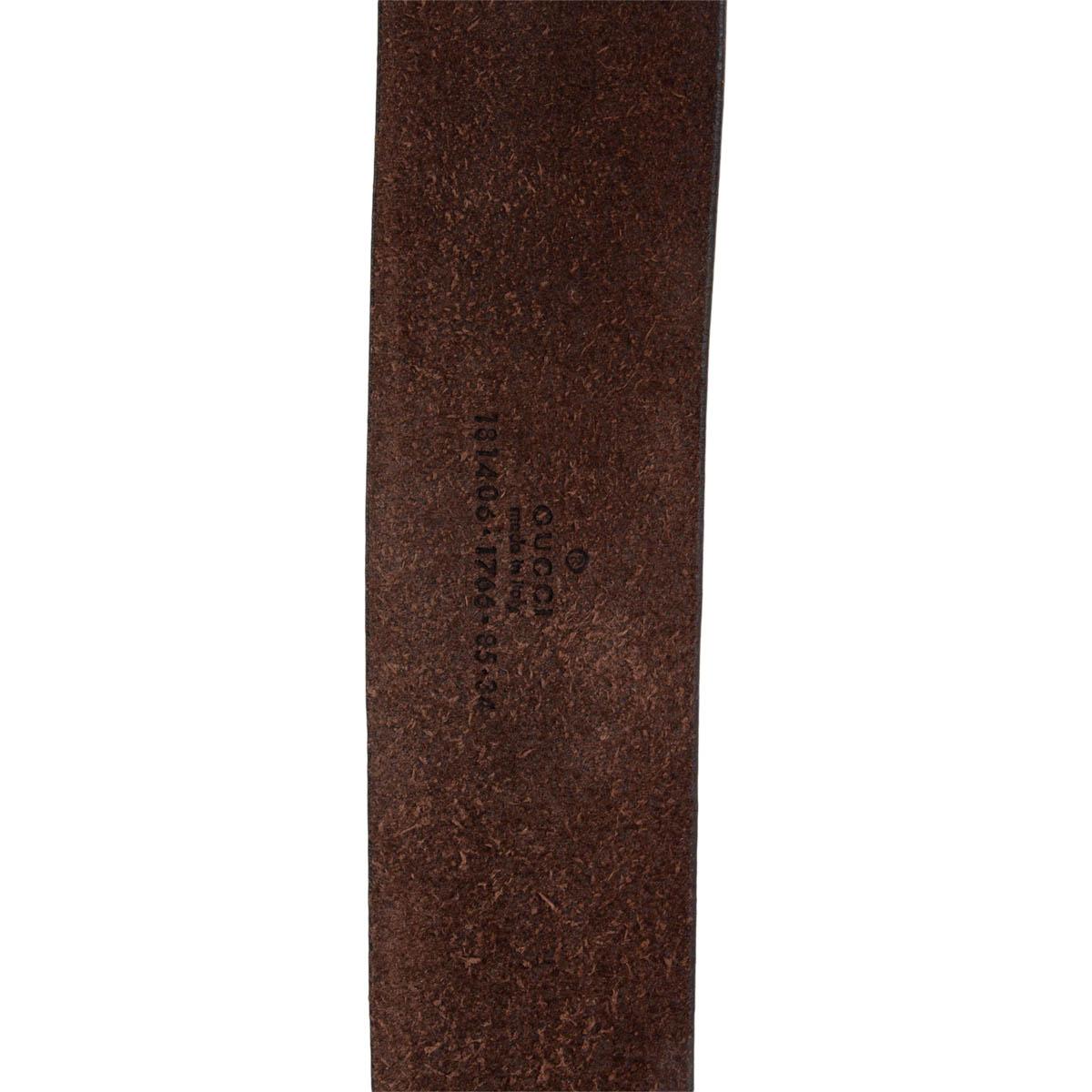 Black GUCCI dark brown leather ANTLER CREST Belt 85 / 34
