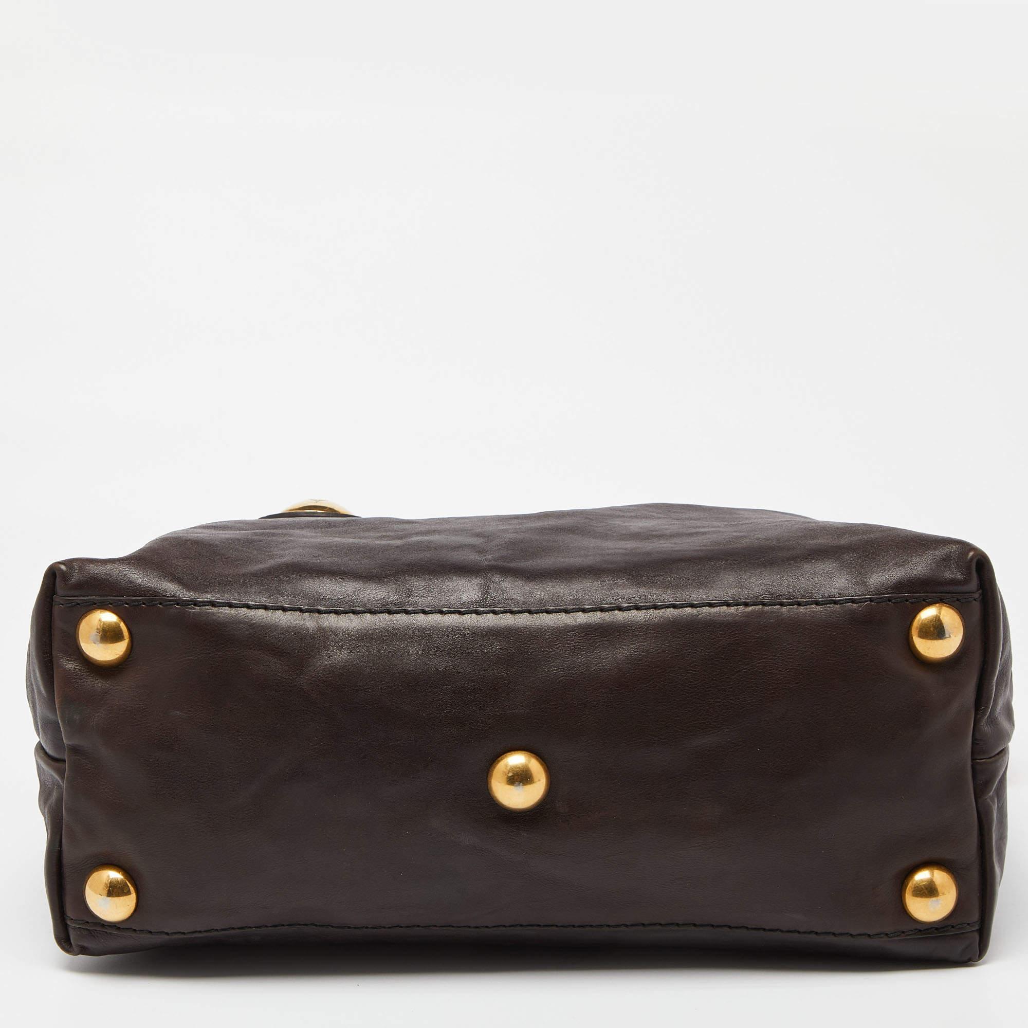 Gucci Dark Brown Leather Babouska Tote 1