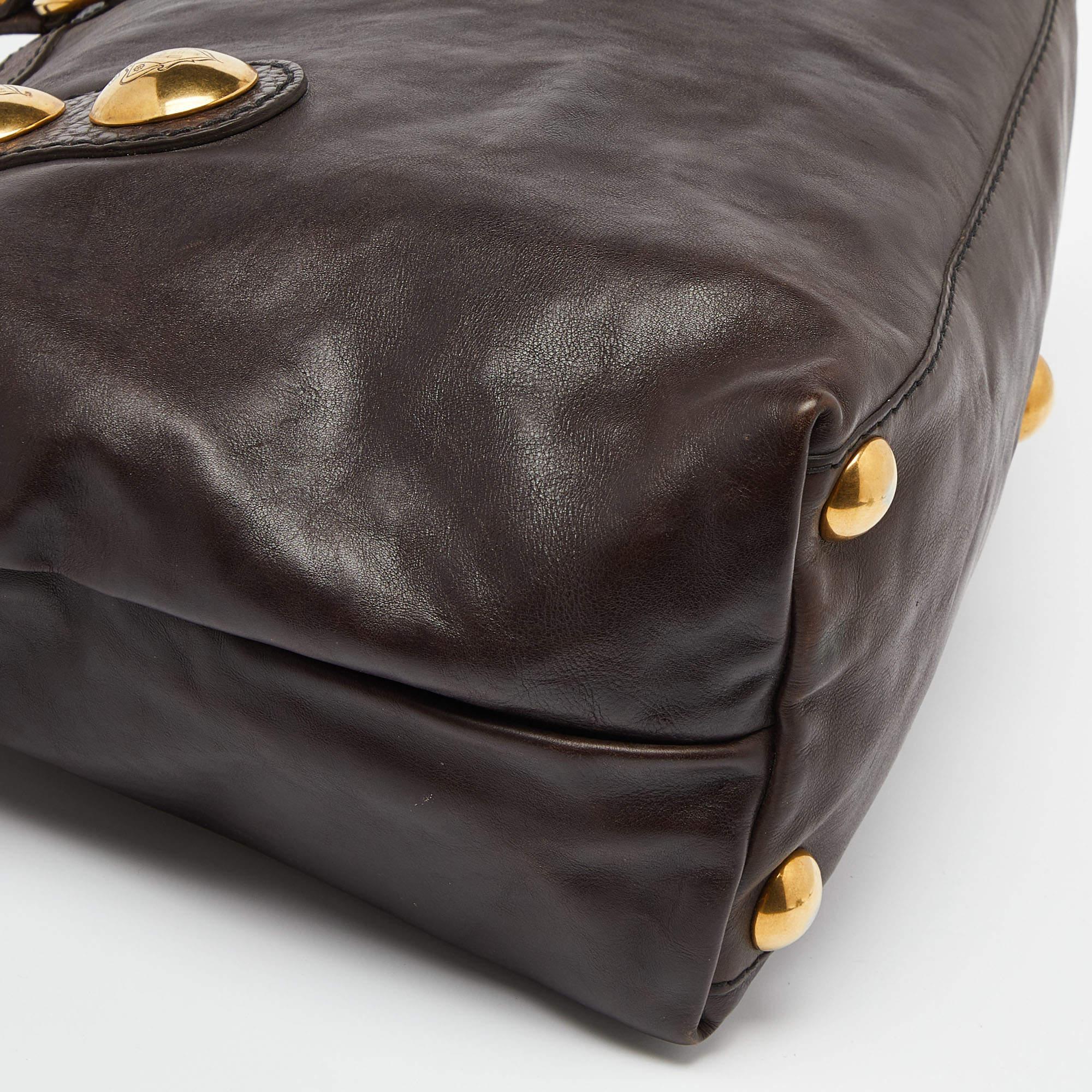 Gucci Dark Brown Leather Babouska Tote 4