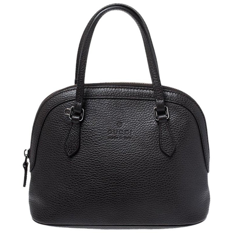 Gucci Dark Brown Leather Convertible Dome Satchel at 1stDibs