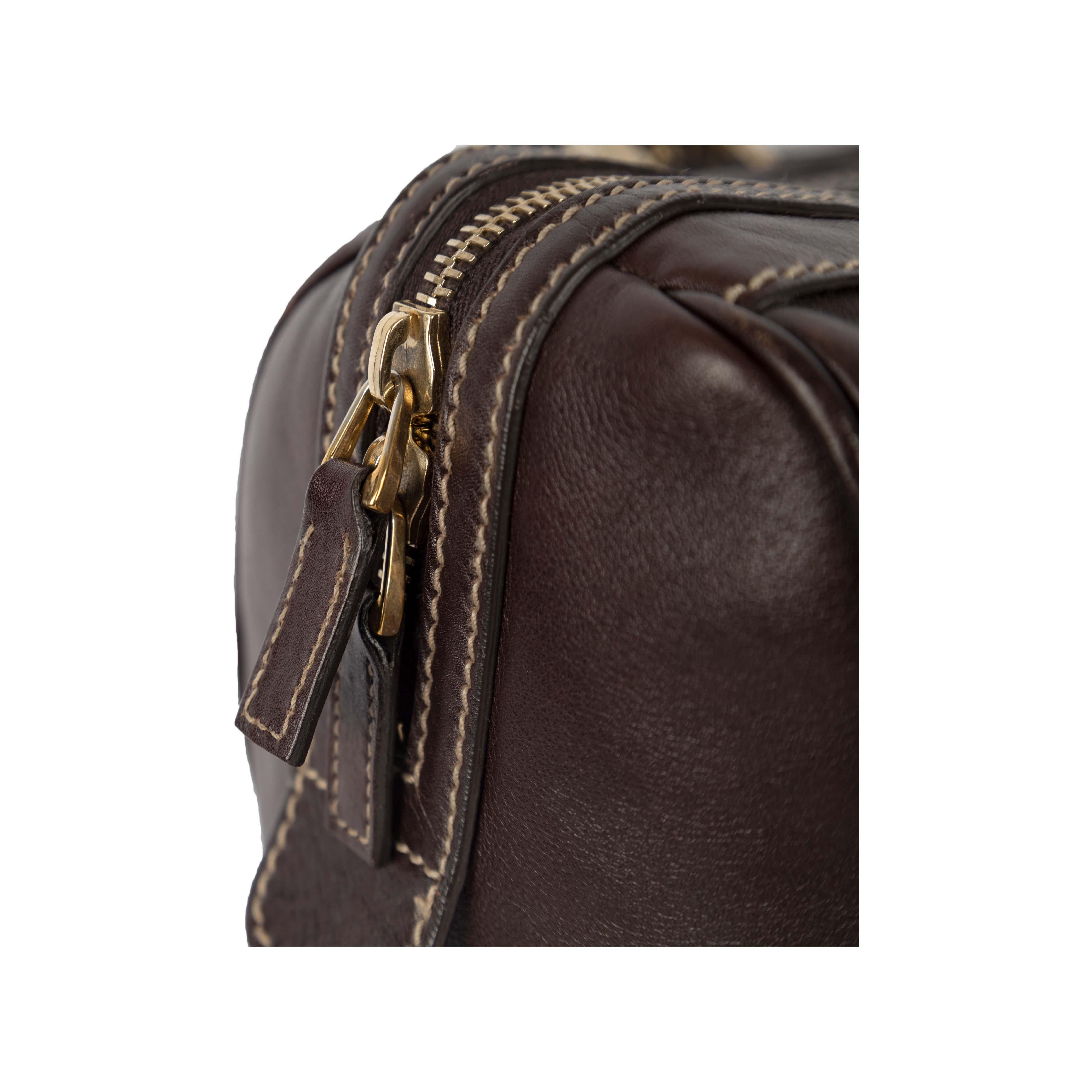 Gucci Dark Brown Leather GG Britt Boston Bag - '10s 6