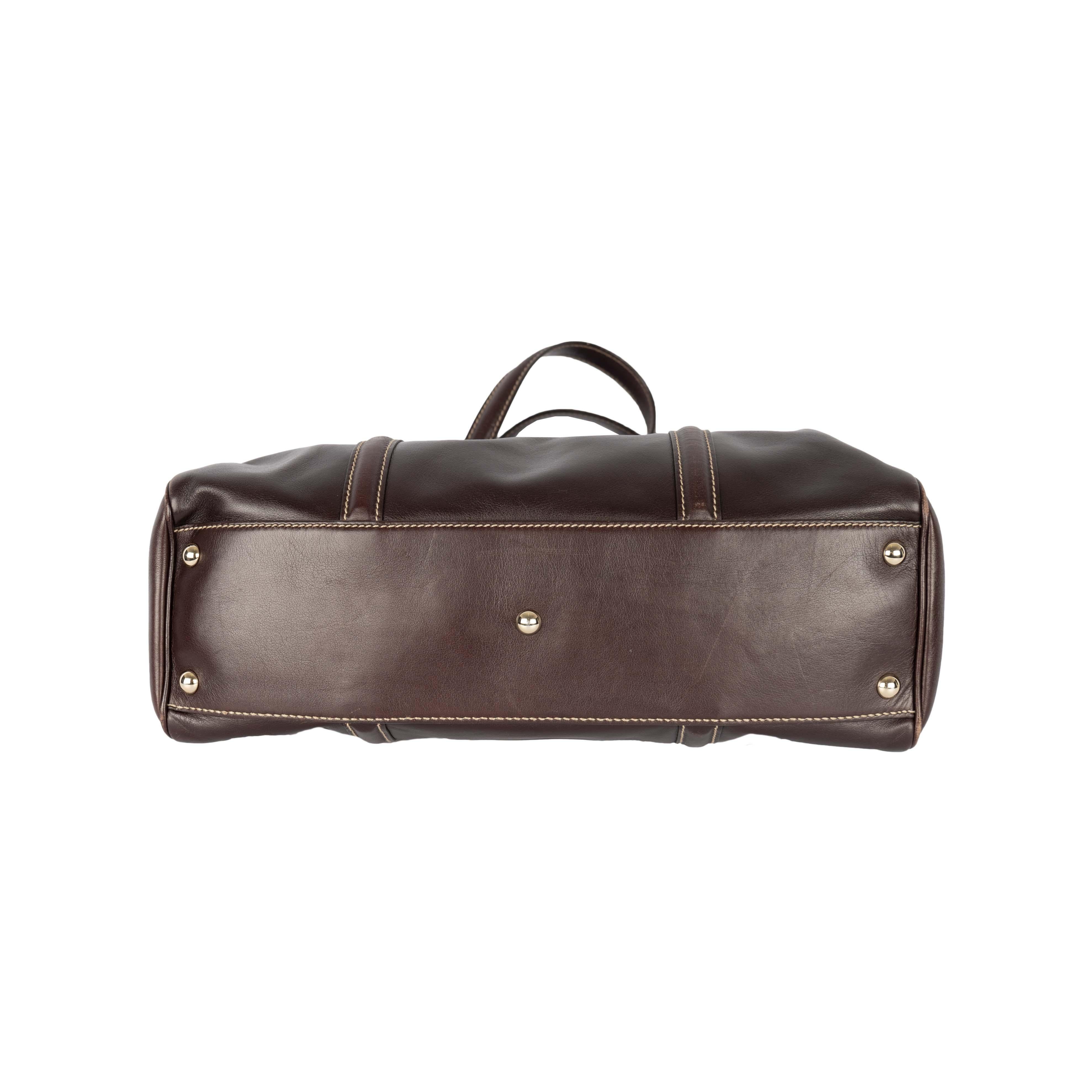 Gucci Dark Brown Leather GG Britt Boston Bag - '10s In Excellent Condition In Milano, IT