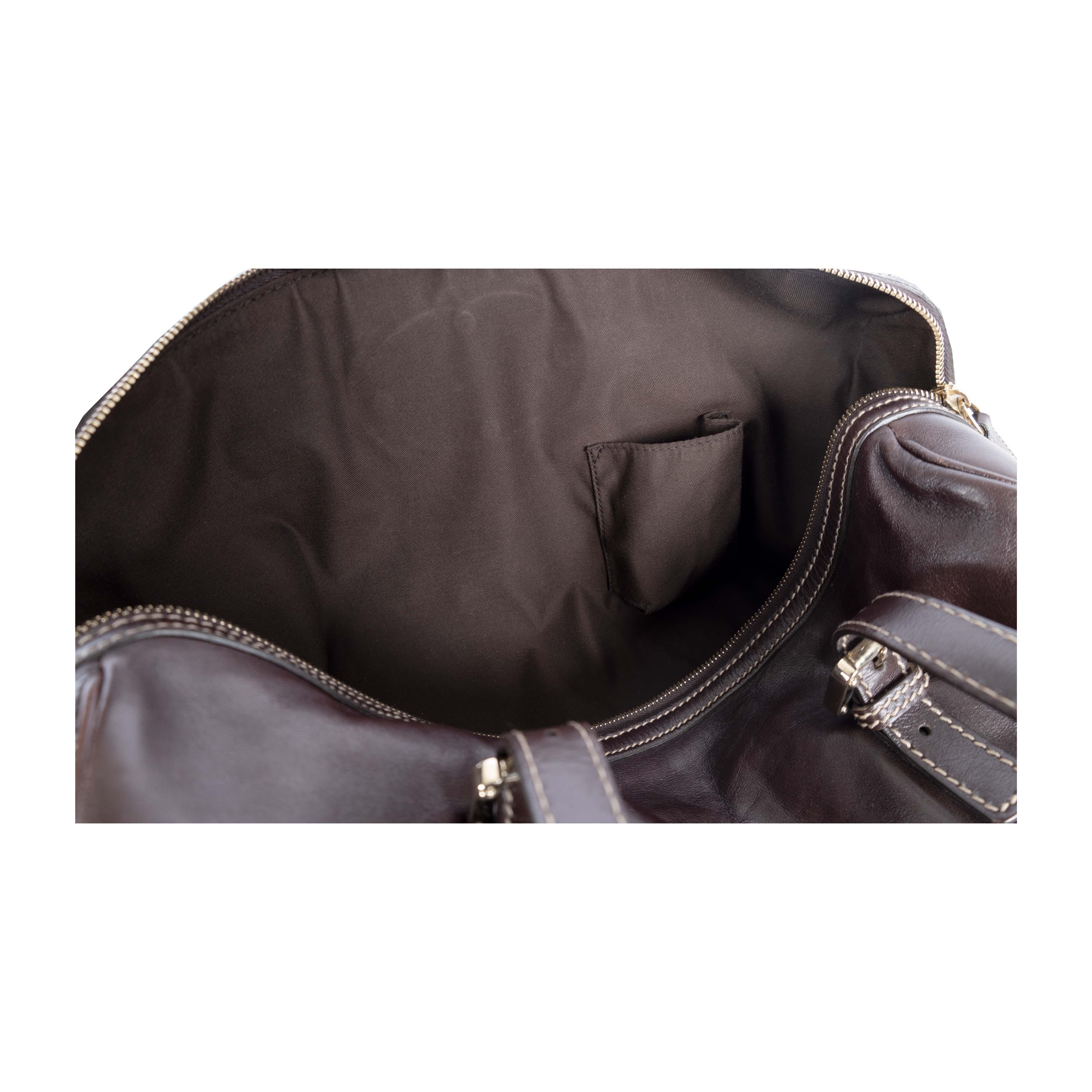 Gucci Dark Brown Leather GG Britt Boston Bag - '10s 1