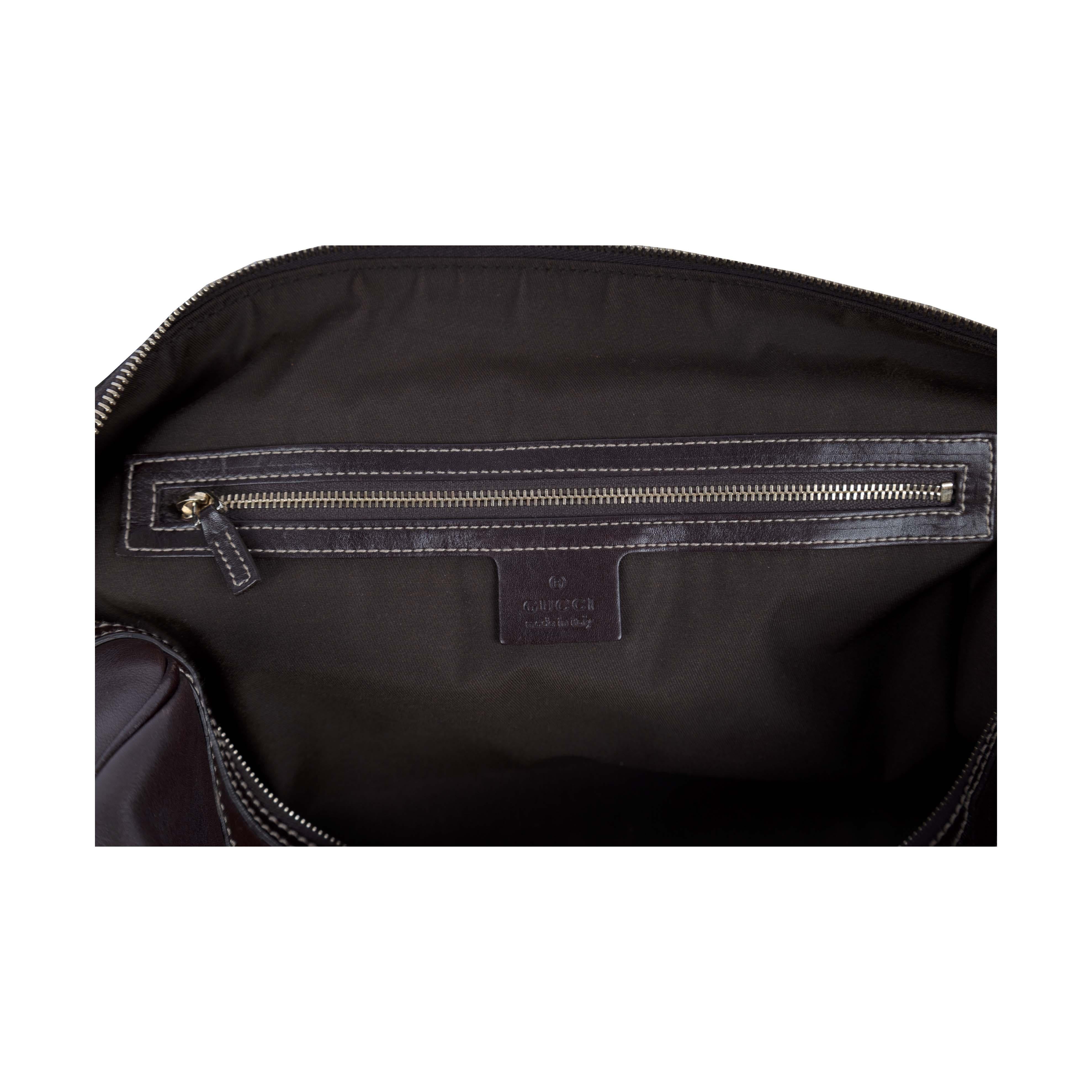 Gucci Dark Brown Leather GG Britt Boston Bag - '10s 4