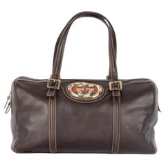 Gucci Dark Brown Leather GG Britt Boston Bag - '10s