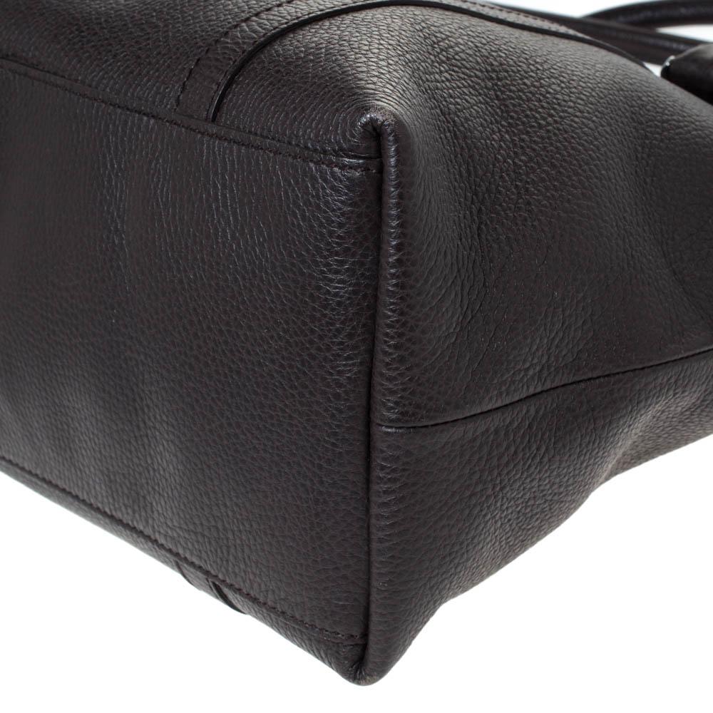 Gucci Dunkelbraunes Leder GG Charm Dome Satchel 3