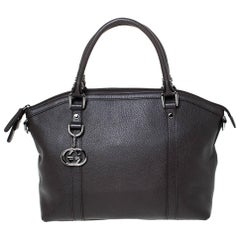 Gucci Dunkelbraunes Leder GG Charm Dome Satchel