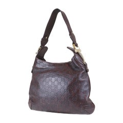 Sac hobo Gucci en cuir marron foncé Guccissima "Creole" avec monogramme en cuir