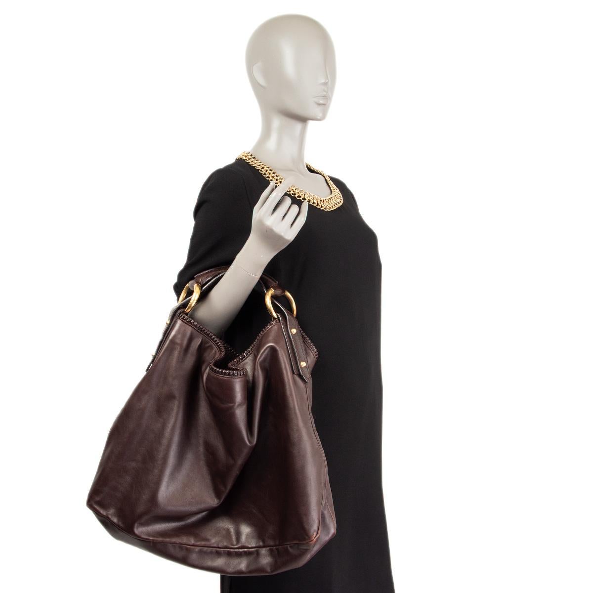 GUCCI Borsa a tracolla HORSEBIT LARGE HOBO in pelle marrone scuro 3