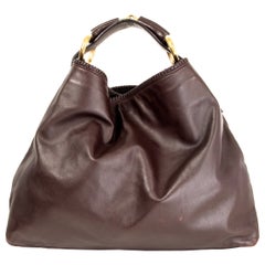 Bolso GUCCI de cuero marrón oscuro HORSEBIT LARGE HOBO