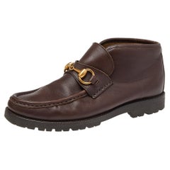 Gucci Dunkelbraune Leder Horsebit Loafers Größe 36