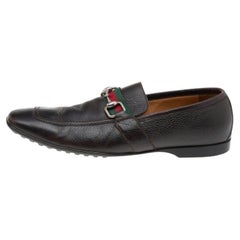 Gucci, mocassini in pelle marrone scuro con morsetto, misura 41.5