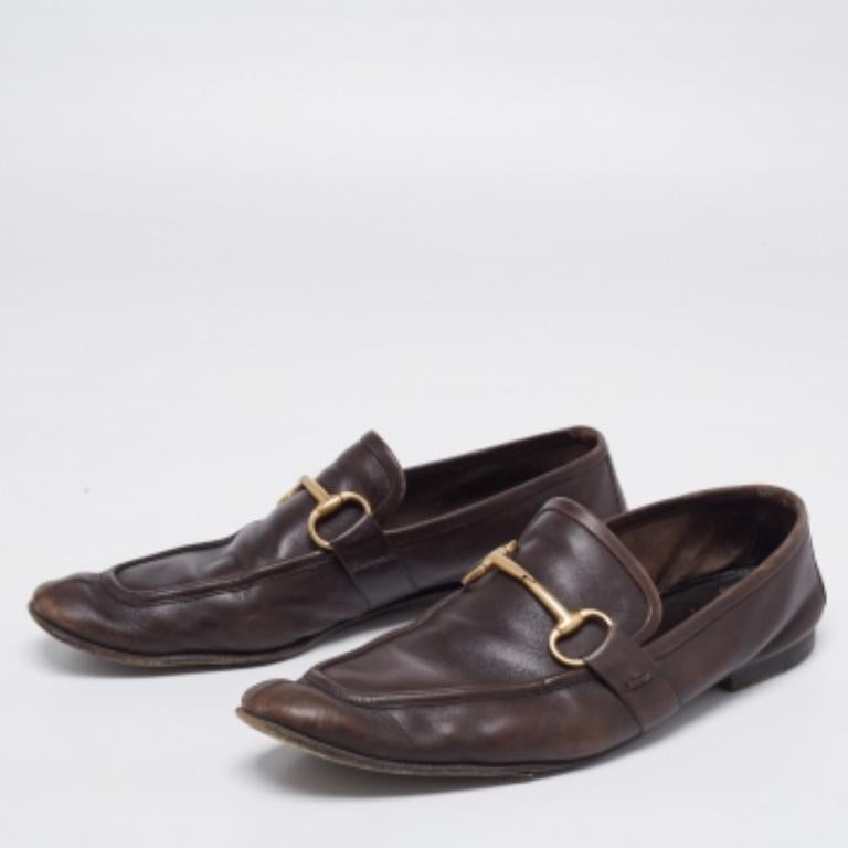 Mocasines Gucci Jordaan Horsebit de piel marrón oscuro talla 44 Negro en venta
