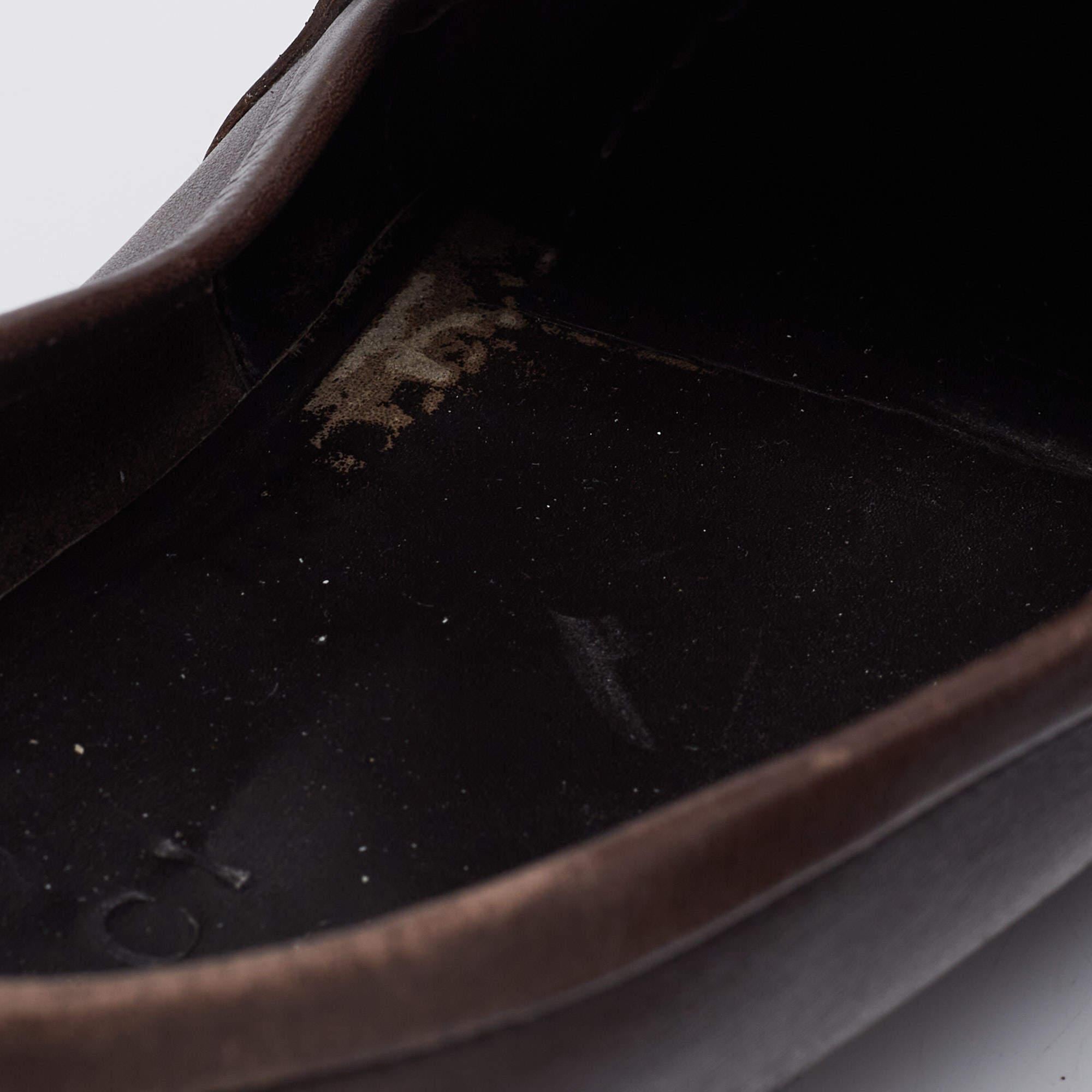 Gucci Dark Brown Leather Jordaan Horsebit Slip On Loafers Size 44 For Sale 1