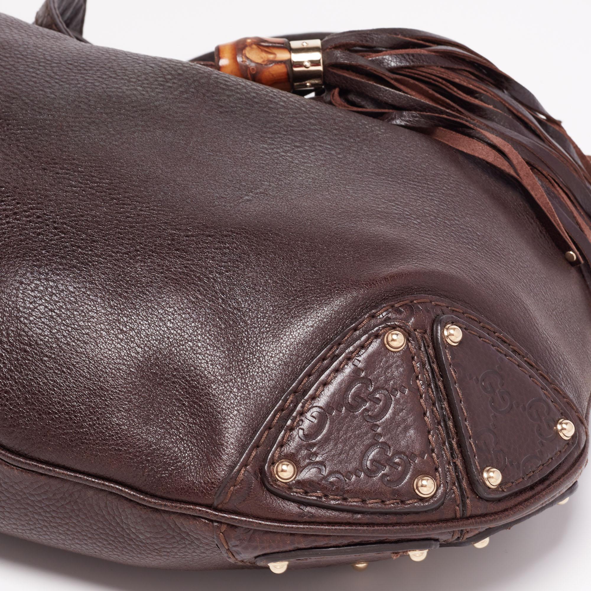 Gucci Dark Brown Leather Large Babouska Indy Hobo 4