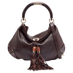 Gucci Dark Brown Leather Large Babouska Indy Hobo