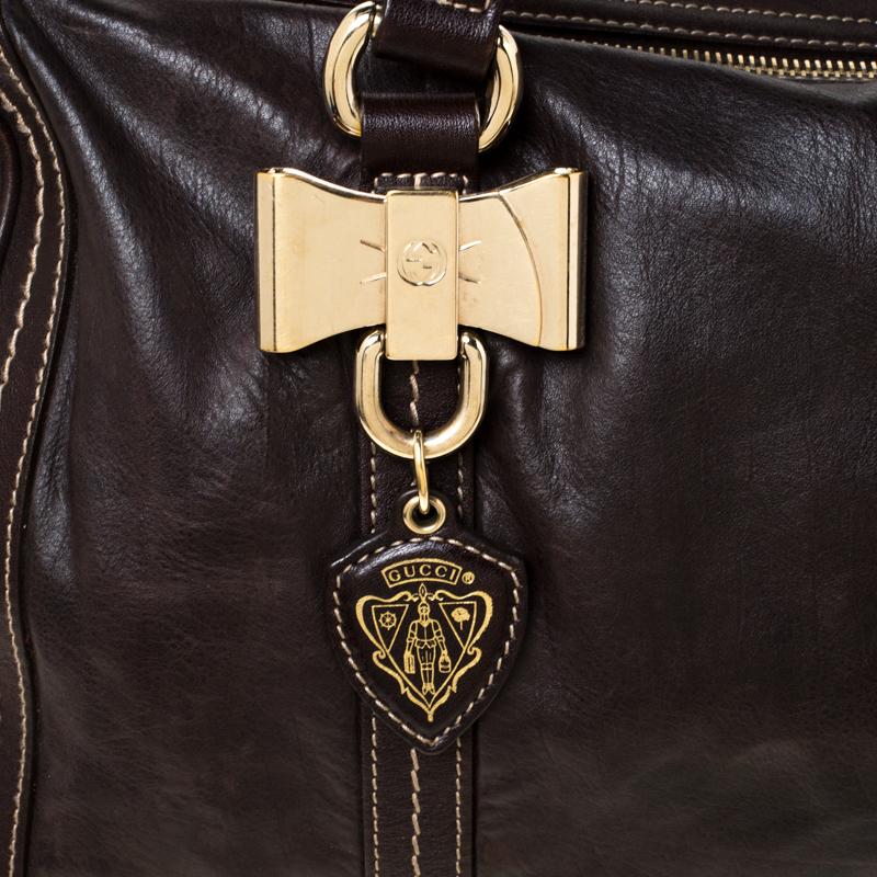 Gucci Dark Brown Leather Large Duchessa Boston Bag 6
