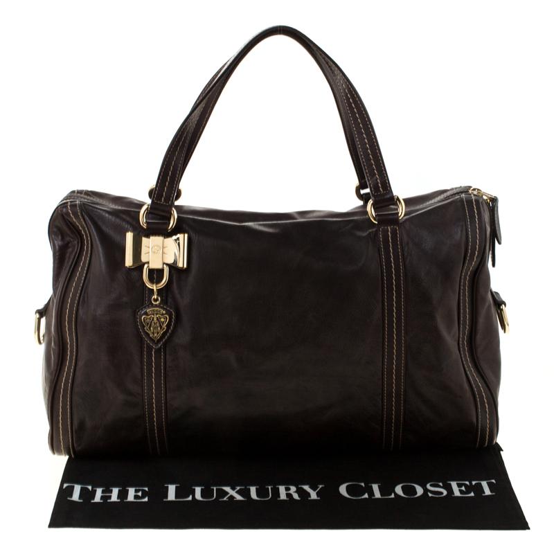 Gucci Dark Brown Leather Large Duchessa Boston Bag 7