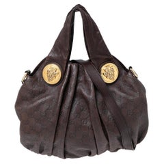 Große Hysteria Hobo aus dunkelbraunem Leder von Gucci