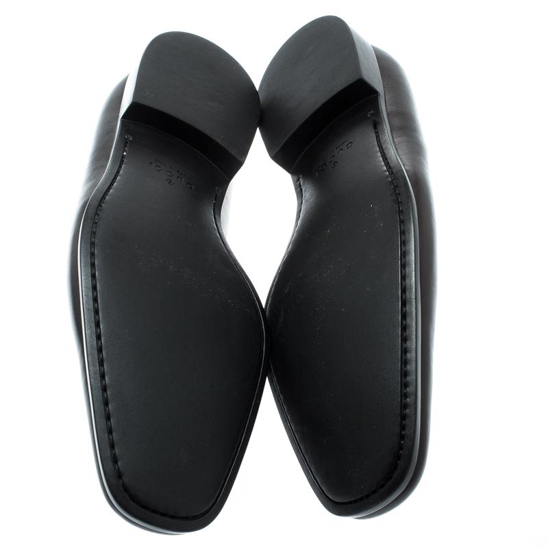 Gucci Dark Brown Leather Loafers Size 42.5 For Sale at 1stDibs