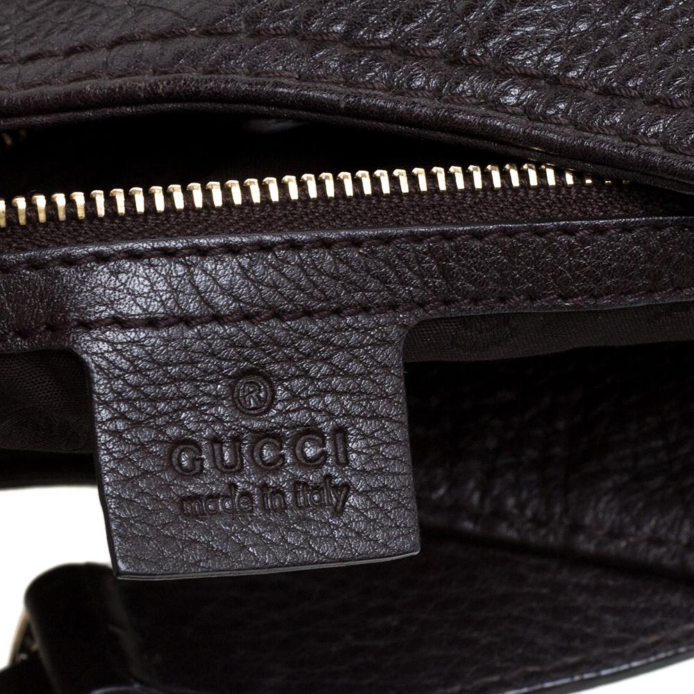 Gucci Dark Brown Leather Medium Heritage Web Hobo 6