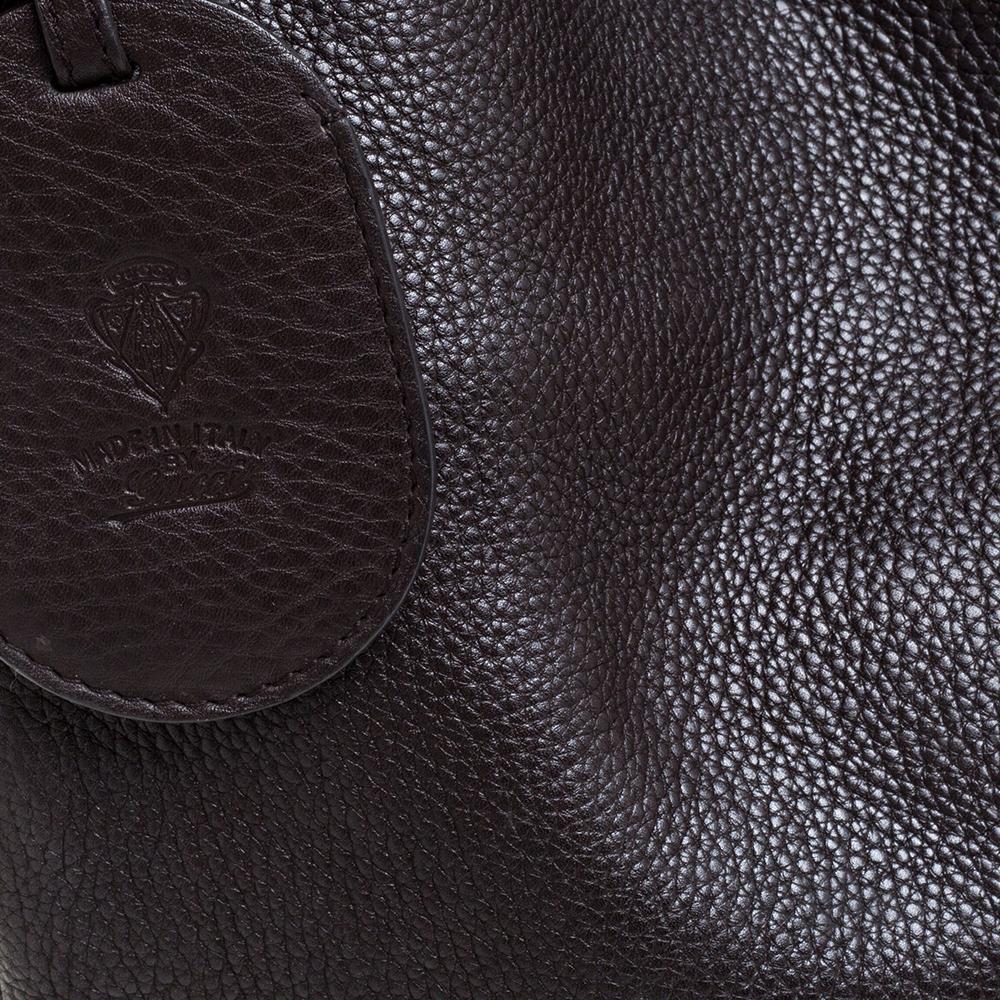 Women's Gucci Dark Brown Leather Medium Heritage Web Hobo