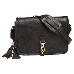 Gucci Dark Brown Leather Medium Marrakech Tassel Shoulder Bag