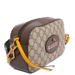 GUCCI dark brown leather NEO VINTAGE GG SUPREME MESSENGER Camera Shoulder Bag