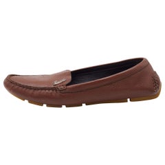 Gucci Dark Brown Leather Slip On Loafers Size 39