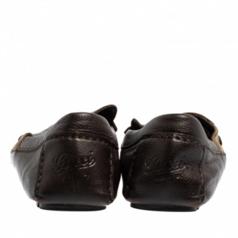 Men's Gucci Dark Brown Leather Slip On Loafers Size 43.5 For Sale