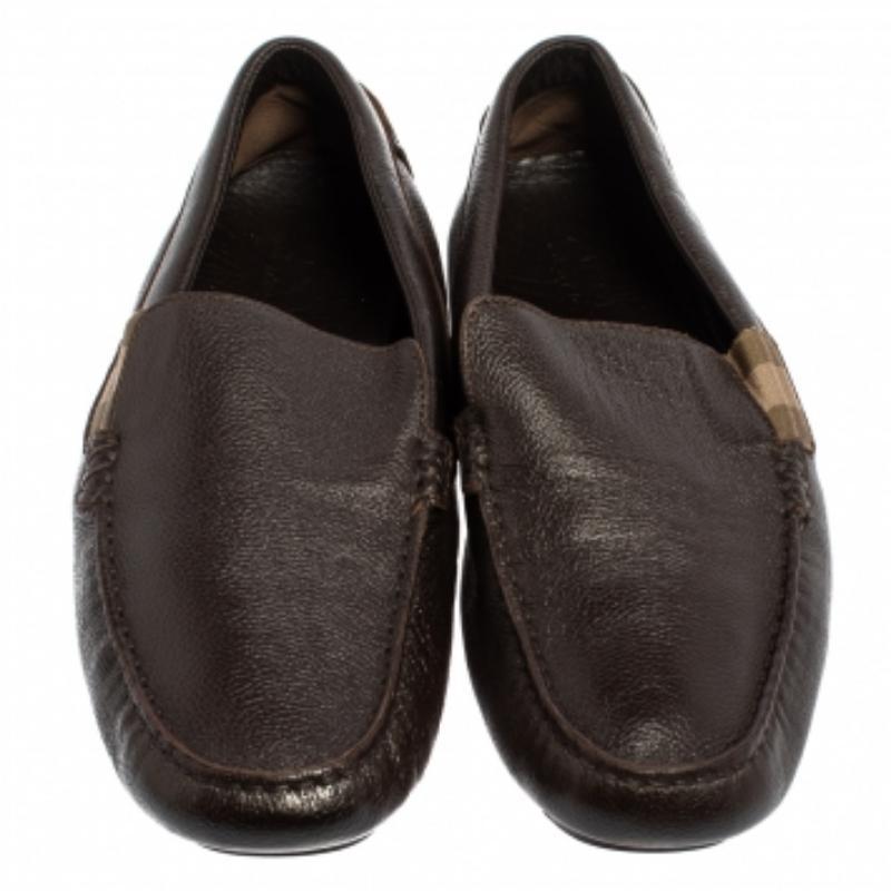 Gucci Dark Brown Leather Slip On Loafers Size 43.5 For Sale 2