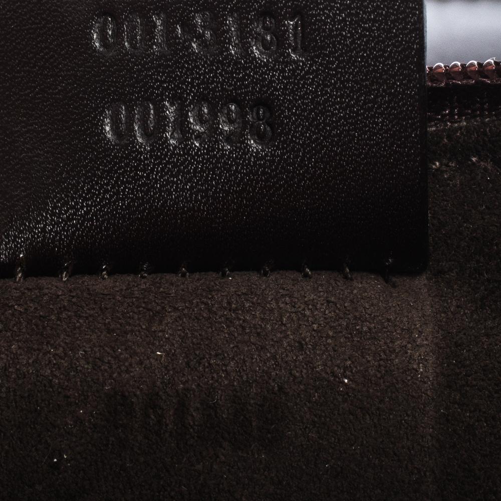 Gucci Dark Brown Leather Vintage Metal Handle Shoulder Bag 4