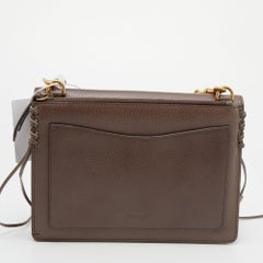 Gucci Dark Brown Leather Web Animalier Chain Shoulder Bag