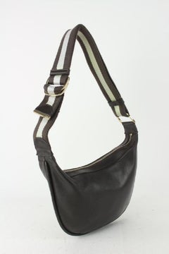 Gucci Dark Brown Leather Web Messenger Hobo Bag 1GG99