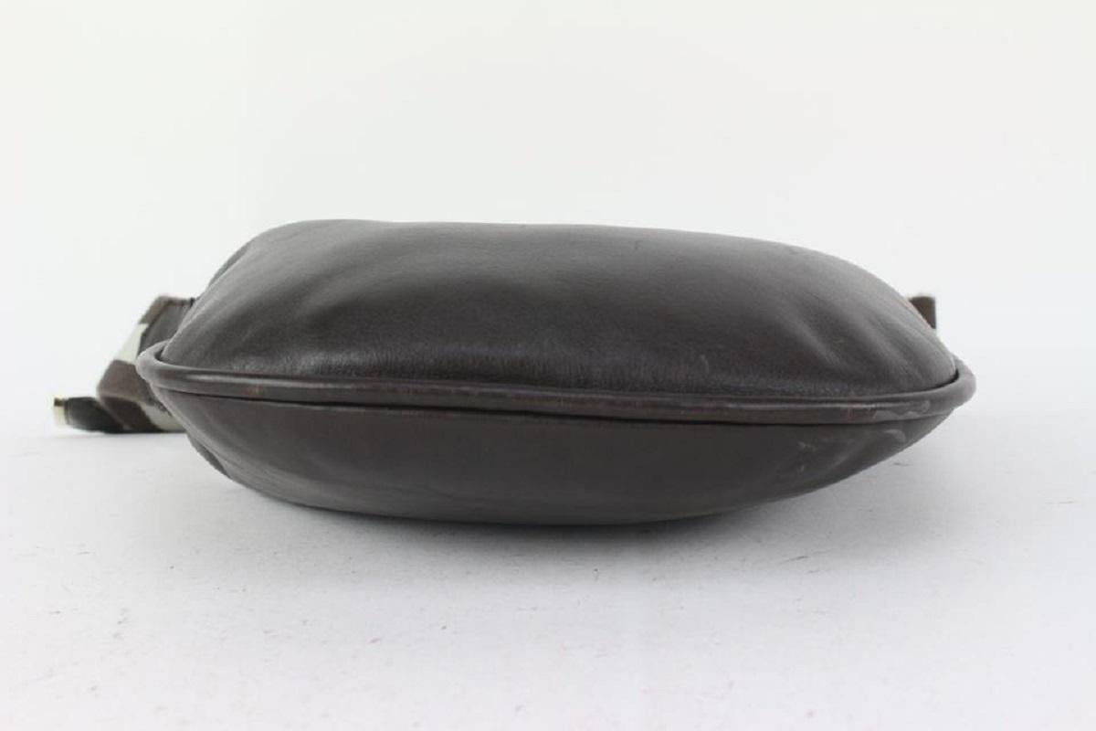 Gucci Dark Brown Leather Web Messenger Hobo Bag 1GG99 For Sale 3