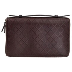 GUCCI dark brown leather ZIP AROUND TOP HANDLE TRAVEL Wallet