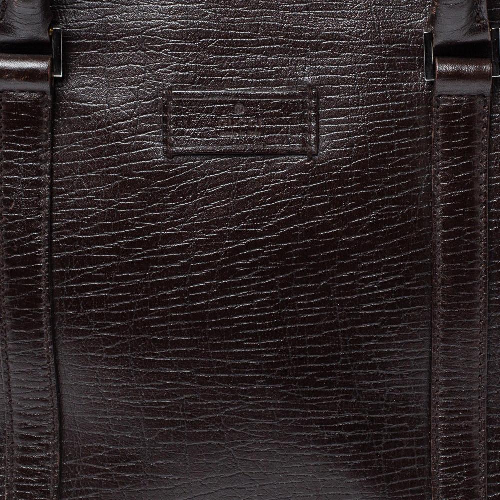 Gucci Dark Brown Leather Zip Satchel 5