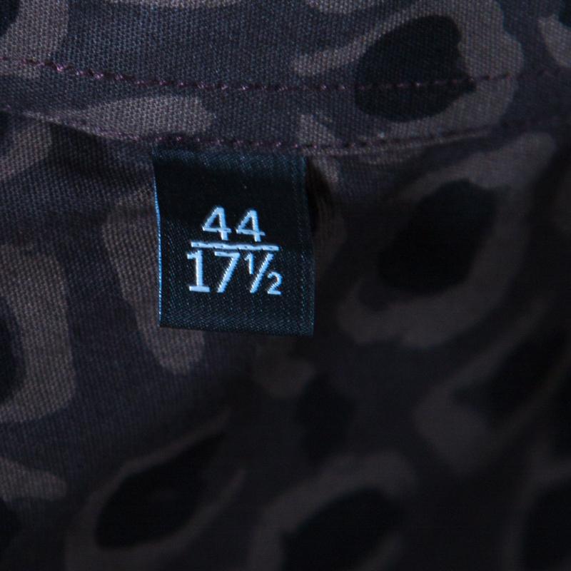 Men's Gucci Dark Brown Leopard Printed Cotton Button Front Shirt 3XL